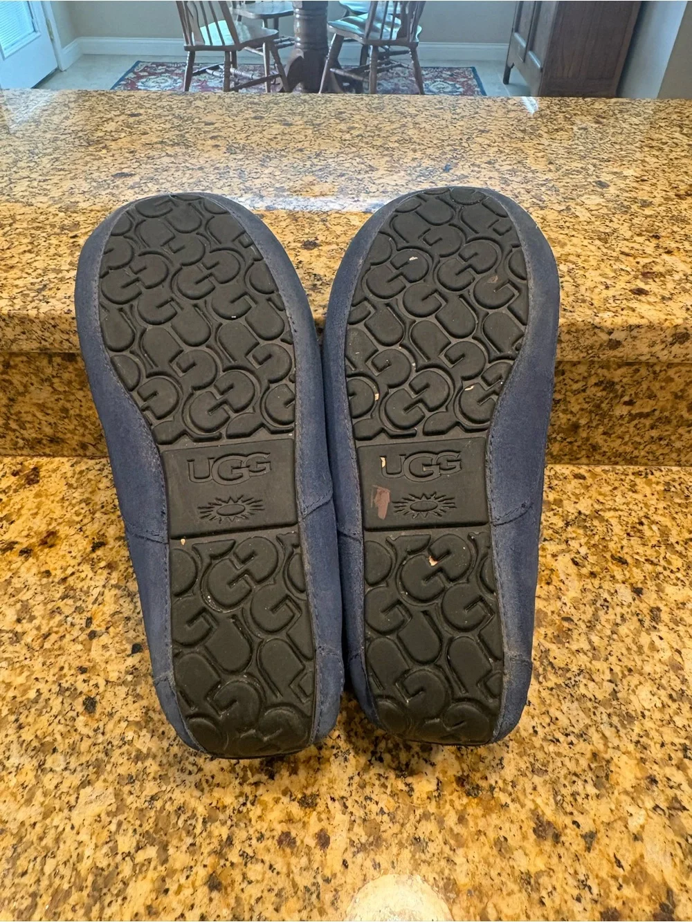 UGG Ascot Shearling Lined Slippers Mens Size 11 Blue Suede Slip On Moccasins